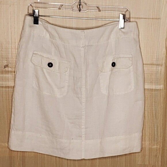 Cynthia Rowley Womens White Linen Mini Skirt 6 - Picture 2 of 5